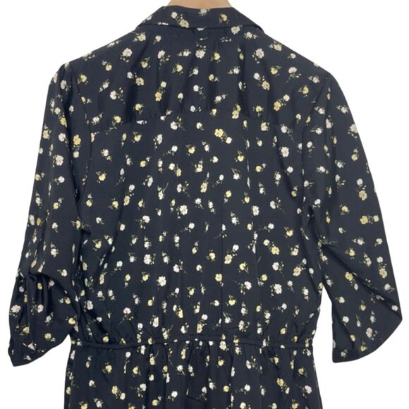 SPEED CONTROL | Women's Black & Yellow Lightweight Floral Shirt Dress | Size L - Picture 8 of 13